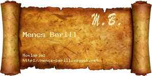 Mencs Berill névjegykártya